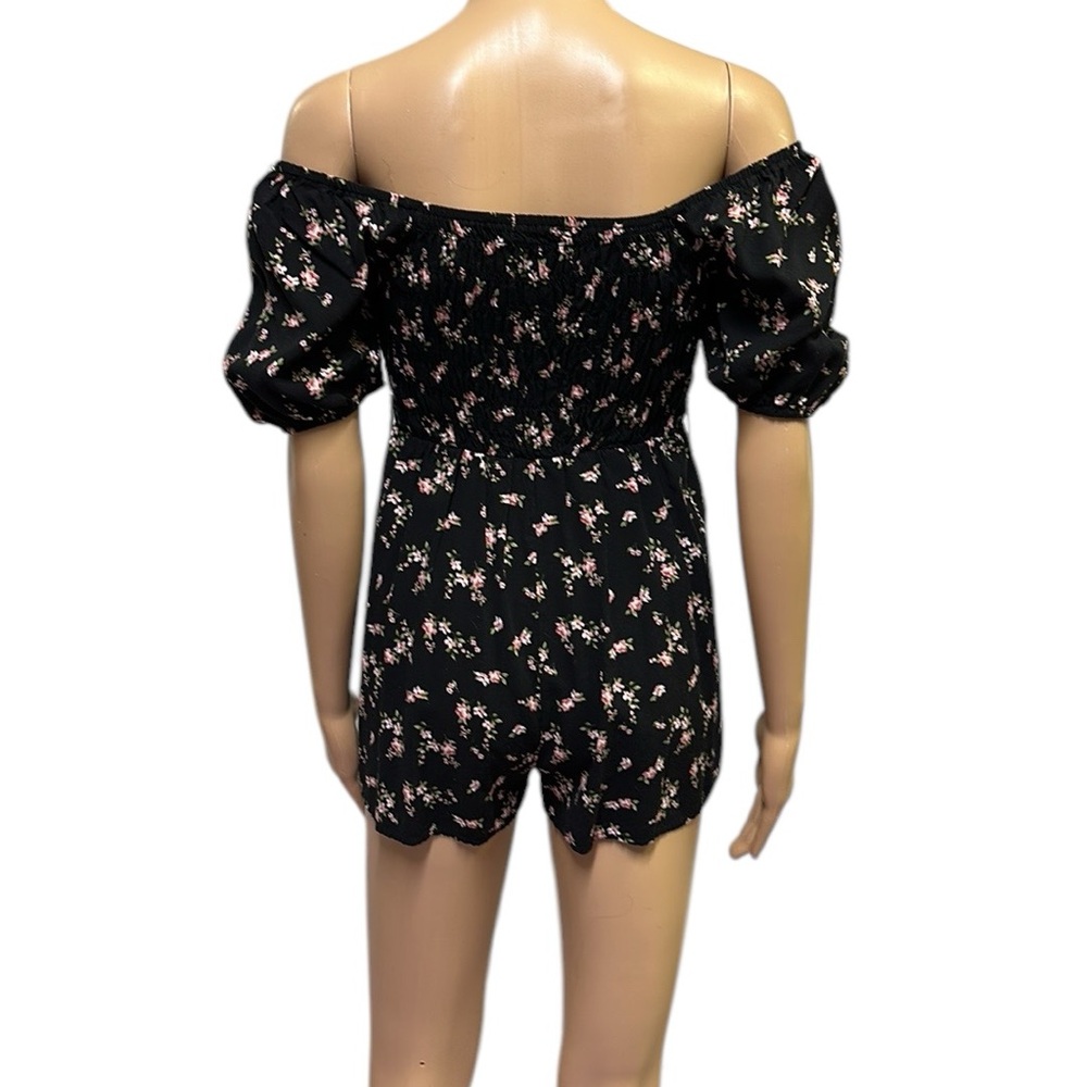 Hesperus Floral Rayon Off Shoulder Shorts Romper Juniors Large - Picture 7 of 12